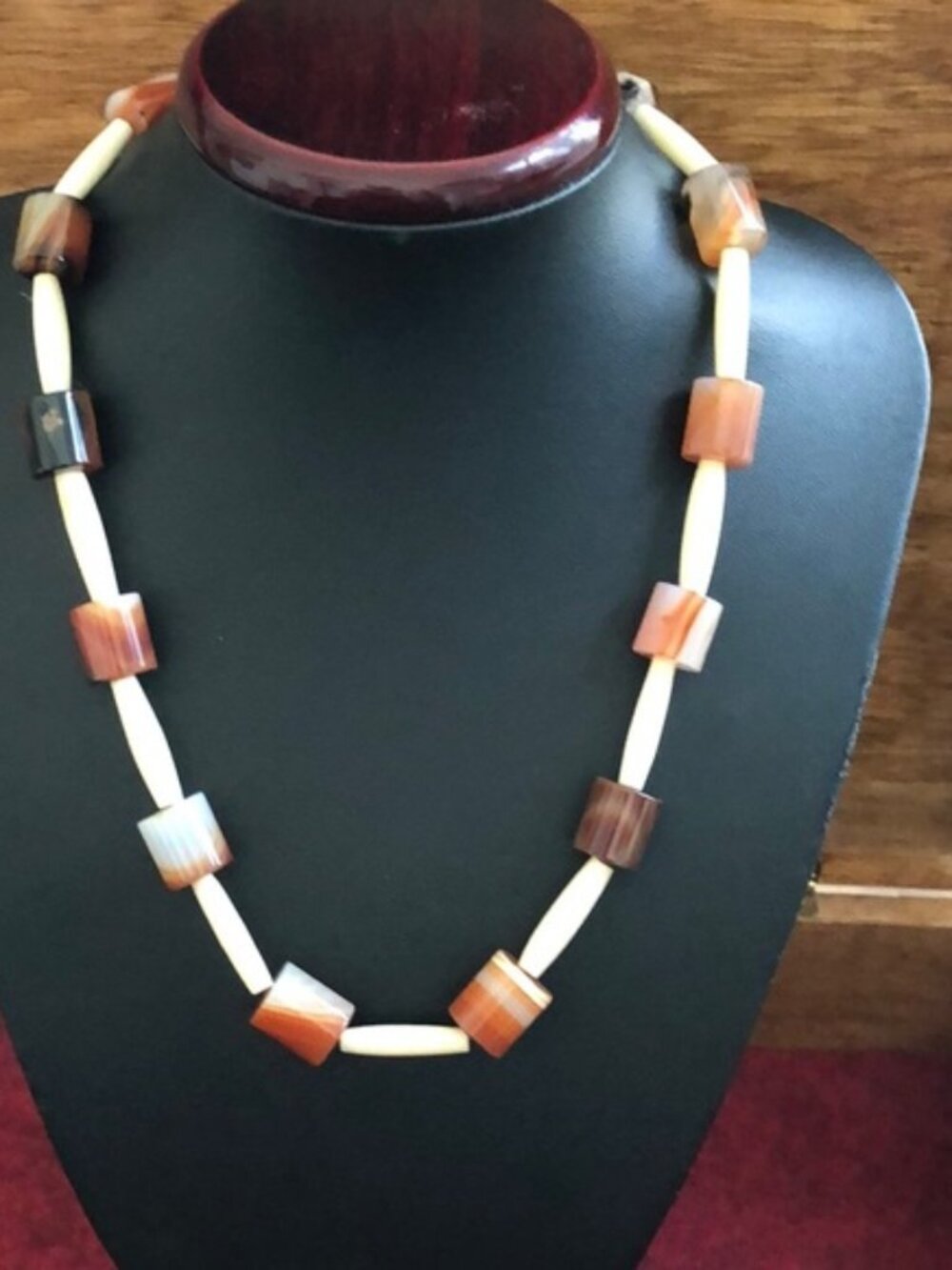 Semi precio agate brown beads necklace,